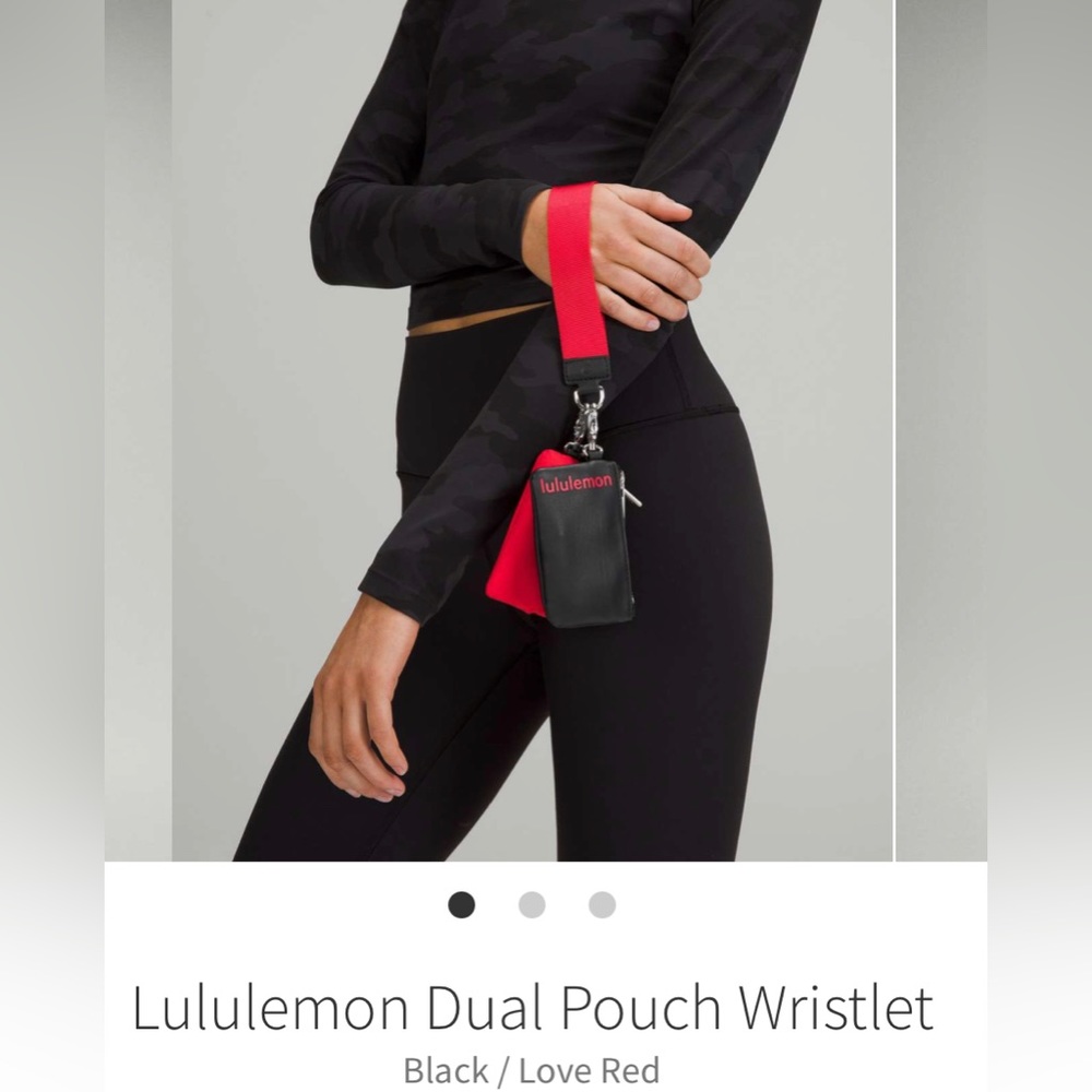 Lululemon Dual Pouch WristletBlack / Love Red GUC